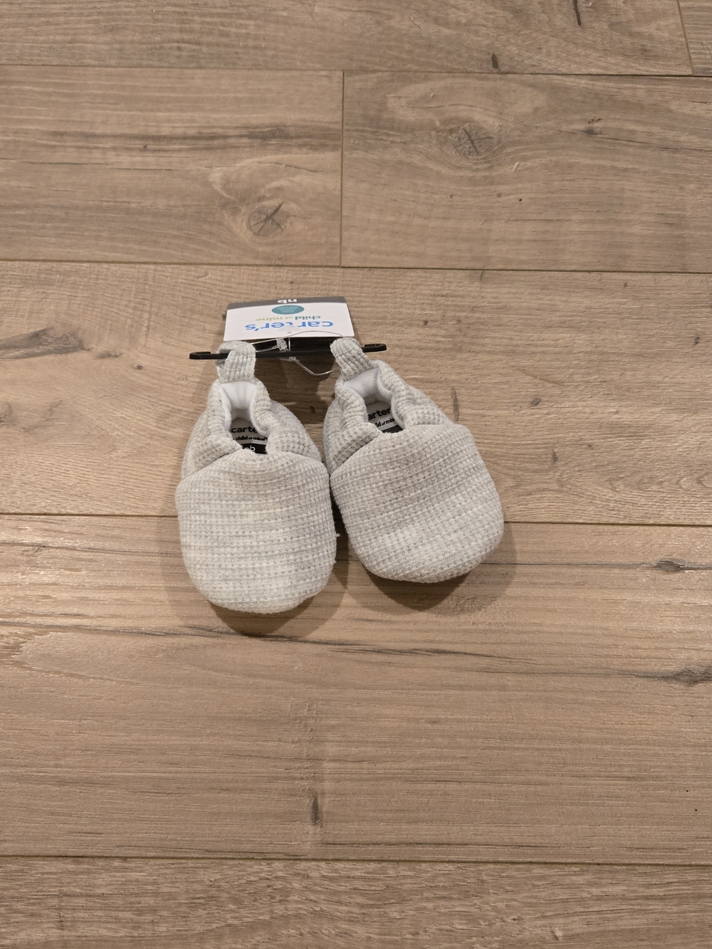 NWT Carter’s Child of Mine Baby Waffle Knit Slippers Gray Newborn NB